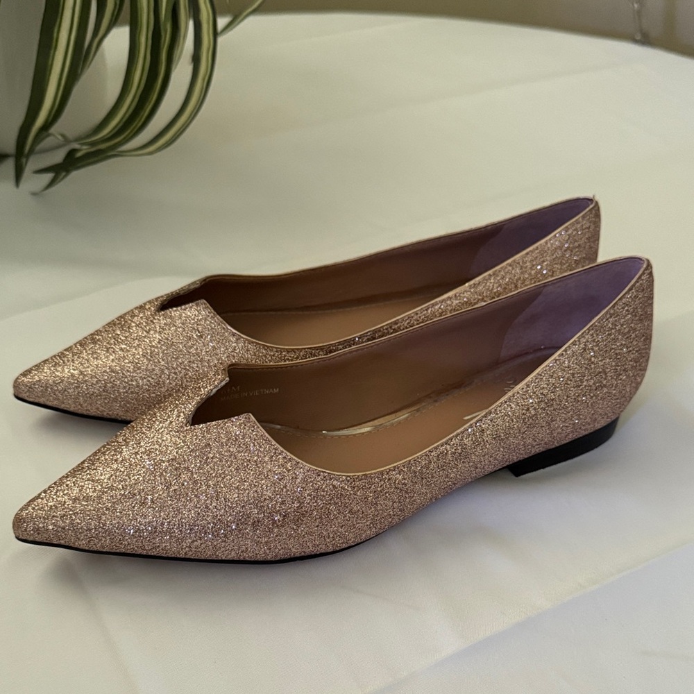Linea Paolo PRESTA Glisten Notched Vamp Pointy Toe Flat Women's Sz 6.5 NWOT